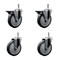 Service Caster 5'' Thermo Rubber Wheel Swivel 7/16'' Grip Ring Stem Caster Set 2 Brake, 4PK SCC-GR20S514-TPRB-PLB-716138-2-S-2 - alternate 1